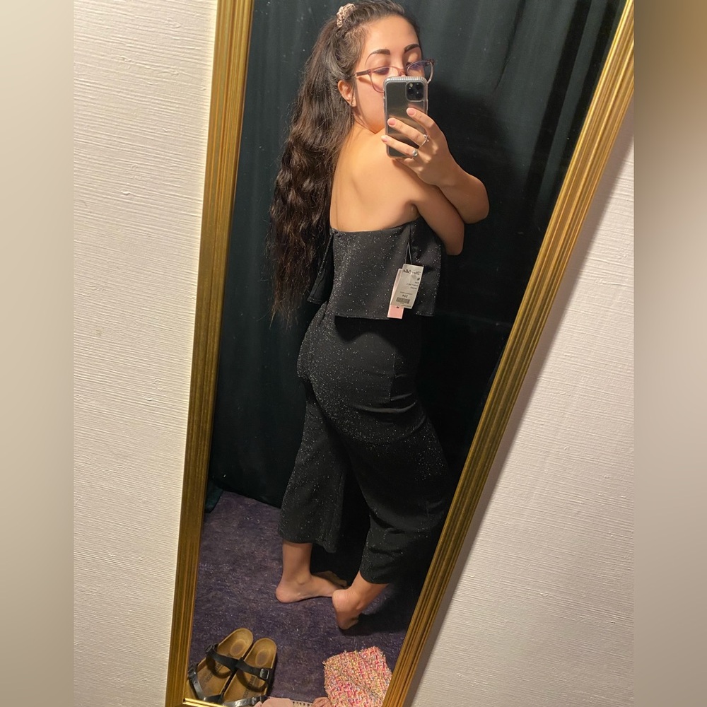 Sparkly Black Strapless Jumpsuit